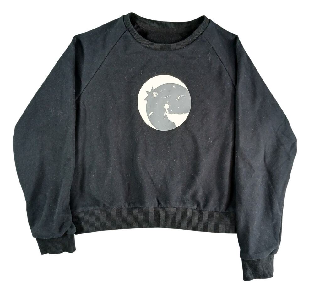 Zyia Active Kids Sweatshirt 10-11 Black Crewneck Unisex Sweater Space Stretch